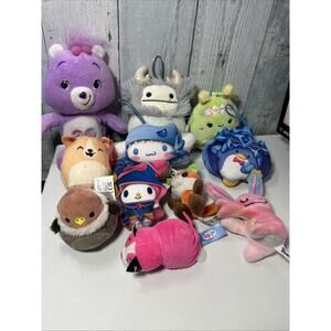 Lot Of 11 VARIOUS PLUSH INCLUDING Care bear, Yu Gi Oh, Squishmallows. Small size